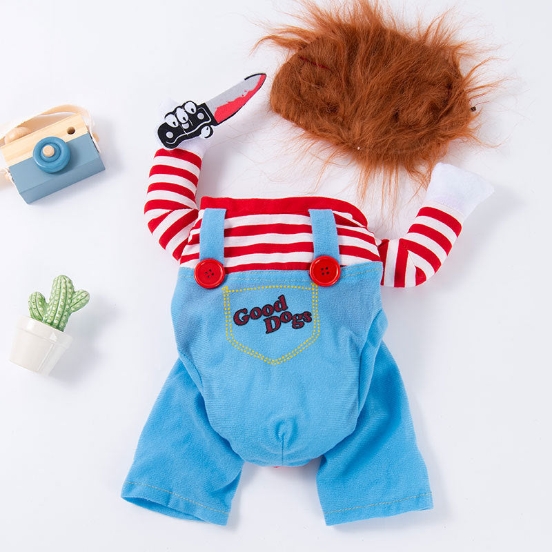Pet Clothes with Funny Knives, Halloween Costumes for Dogs, Hilarious Dog Costumes, Funny Dog Costume, Dogs in Costumes Funny, Dog Funny Outfits, Funny Dog Costumes, Funny Dog Outfits, Costumes for Dogs, Chucky Dog Costume, Dog Halloween Costumes Funny