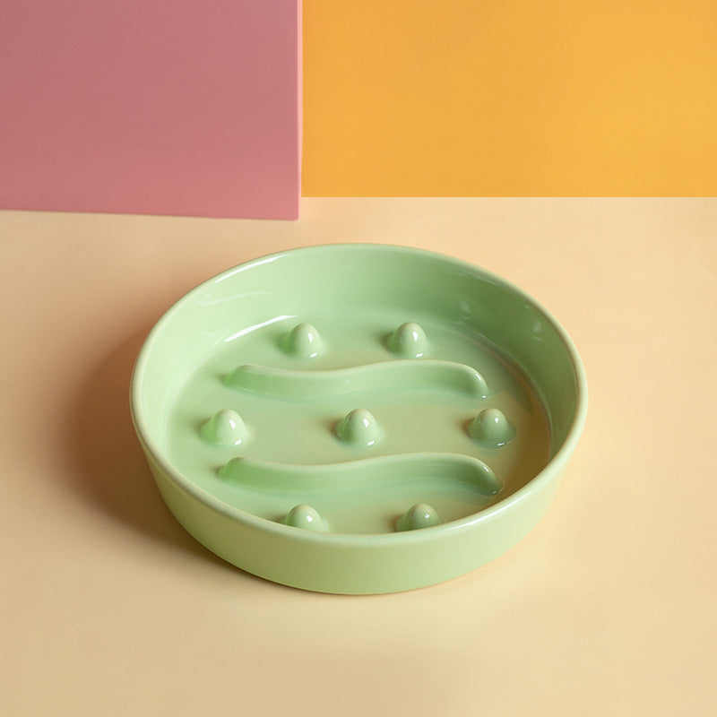 Ceramic Slow Feeder Dog Bowl – Ceramic Slow Feeder Bowl for Dogs, Slow Feeder Ceramic Dog Bowl with Anti-Slip Base, Ceramic Dog Slow Feeder Pet Bowl
