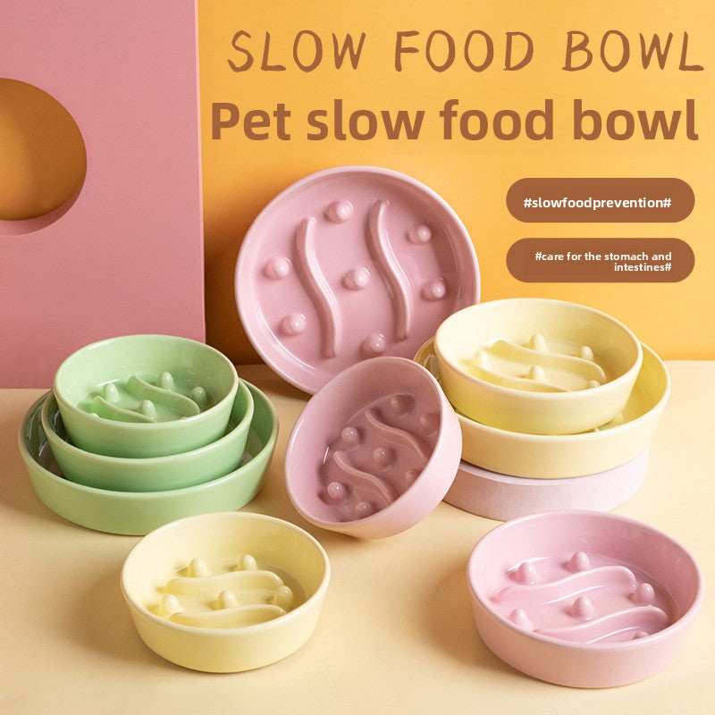 Ceramic Slow Feeder Dog Bowl – Ceramic Slow Feeder Bowl for Dogs, Slow Feeder Ceramic Dog Bowl with Anti-Slip Base, Ceramic Dog Slow Feeder Pet Bowl
