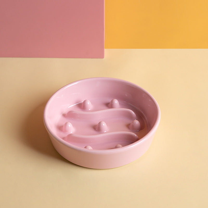 Ceramic Slow Feeder Dog Bowl – Ceramic Slow Feeder Bowl for Dogs, Slow Feeder Ceramic Dog Bowl with Anti-Slip Base, Ceramic Dog Slow Feeder Pet Bowl
