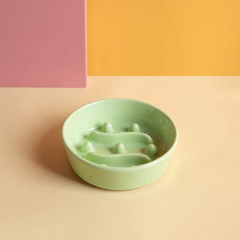 Ceramic Slow Feeder Dog Bowl – Ceramic Slow Feeder Bowl for Dogs, Slow Feeder Ceramic Dog Bowl with Anti-Slip Base, Ceramic Dog Slow Feeder Pet Bowl