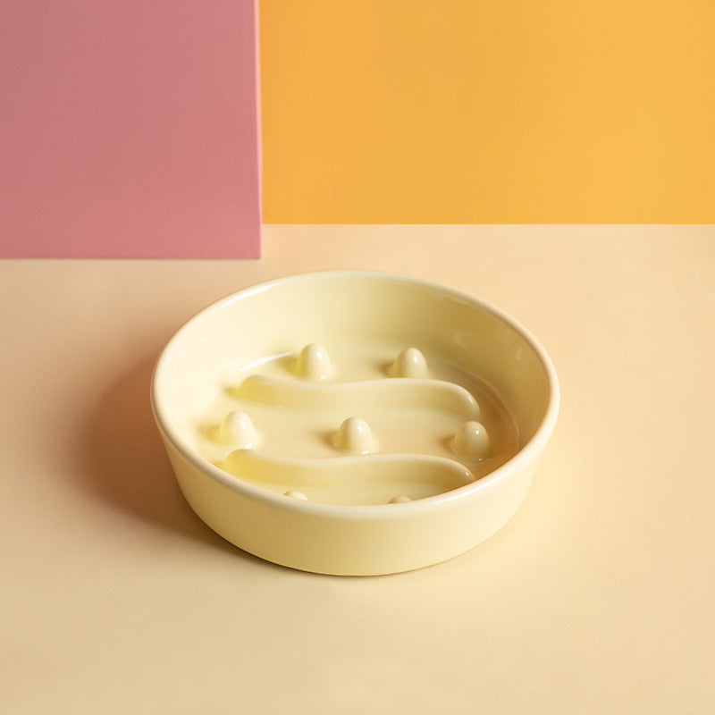 Ceramic Slow Feeder Dog Bowl – Ceramic Slow Feeder Bowl for Dogs, Slow Feeder Ceramic Dog Bowl with Anti-Slip Base, Ceramic Dog Slow Feeder Pet Bowl