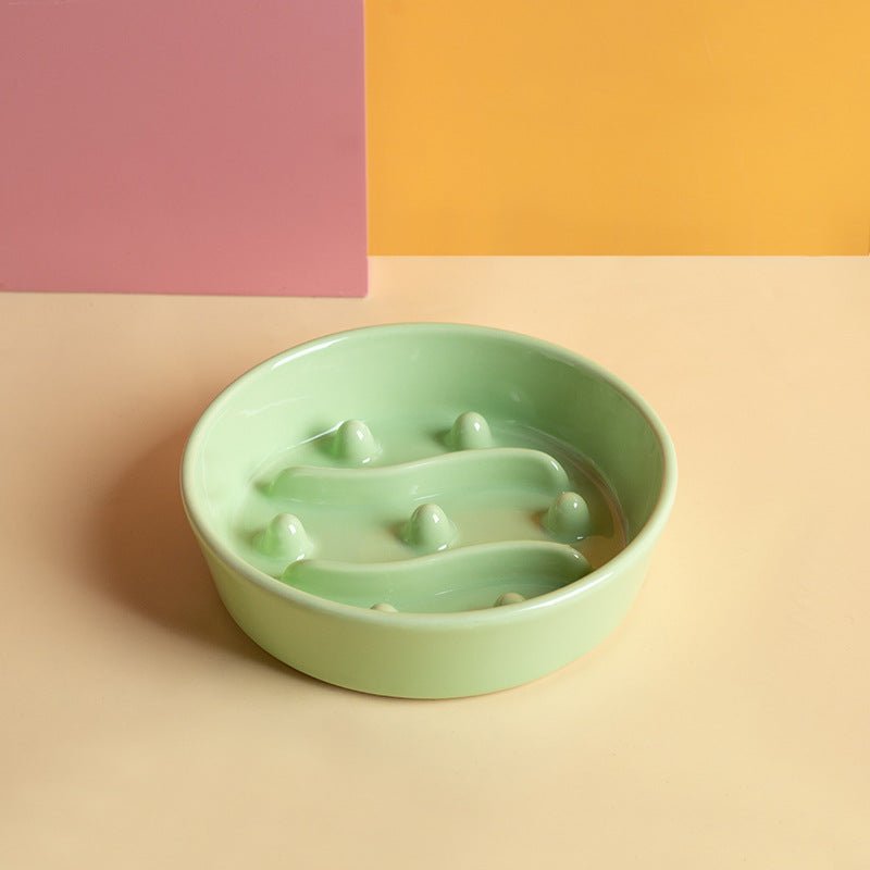 Ceramic Slow Feeder Dog Bowl – Ceramic Slow Feeder Bowl for Dogs, Slow Feeder Ceramic Dog Bowl with Anti-Slip Base, Ceramic Dog Slow Feeder Pet Bowl