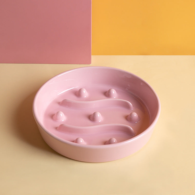 Ceramic Slow Feeder Dog Bowl – Ceramic Slow Feeder Bowl for Dogs, Slow Feeder Ceramic Dog Bowl with Anti-Slip Base, Ceramic Dog Slow Feeder Pet Bowl