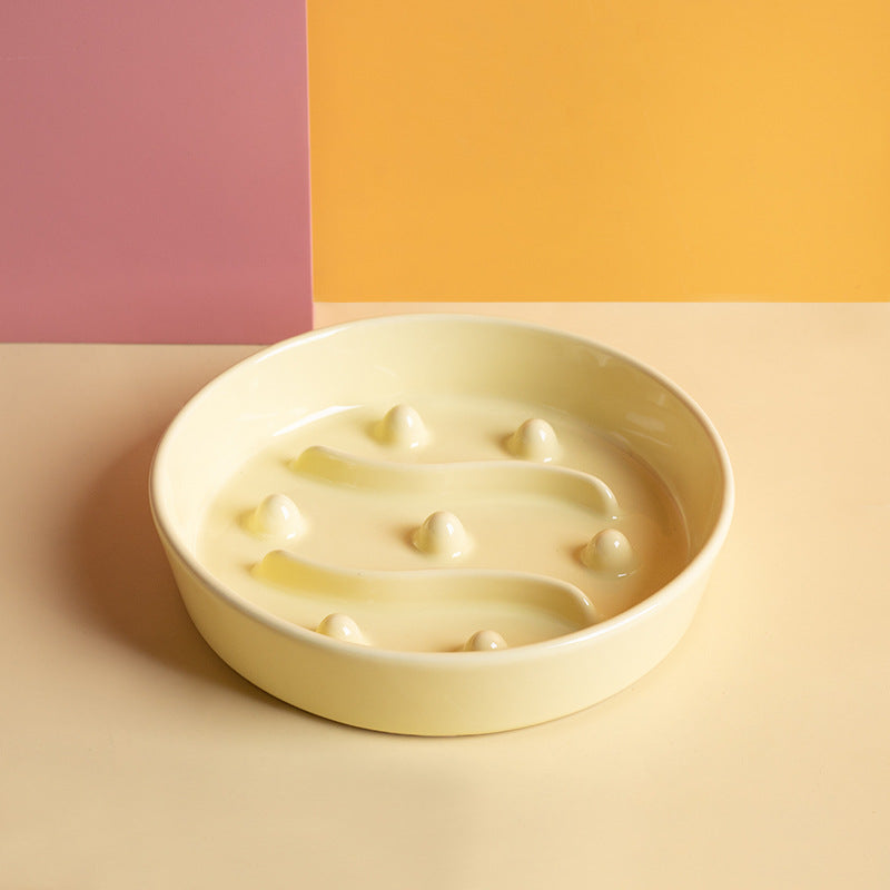 Ceramic Slow Feeder Dog Bowl – Ceramic Slow Feeder Bowl for Dogs, Slow Feeder Ceramic Dog Bowl with Anti-Slip Base, Ceramic Dog Slow Feeder Pet Bowl