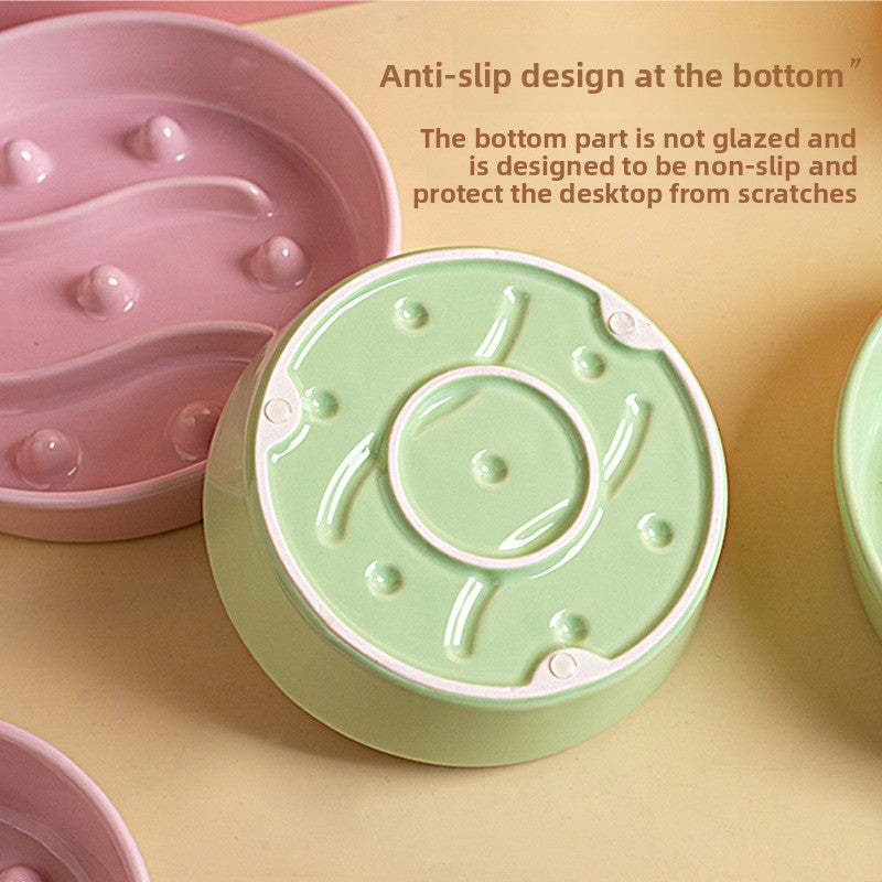 Ceramic Slow Feeder Dog Bowl – Ceramic Slow Feeder Bowl for Dogs, Slow Feeder Ceramic Dog Bowl with Anti-Slip Base, Ceramic Dog Slow Feeder Pet Bowl