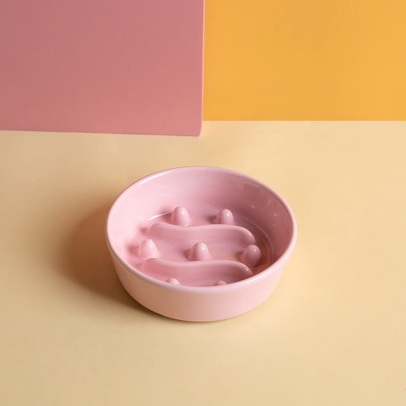 Ceramic Slow Feeder Dog Bowl – Ceramic Slow Feeder Bowl for Dogs, Slow Feeder Ceramic Dog Bowl with Anti-Slip Base, Ceramic Dog Slow Feeder Pet Bowl